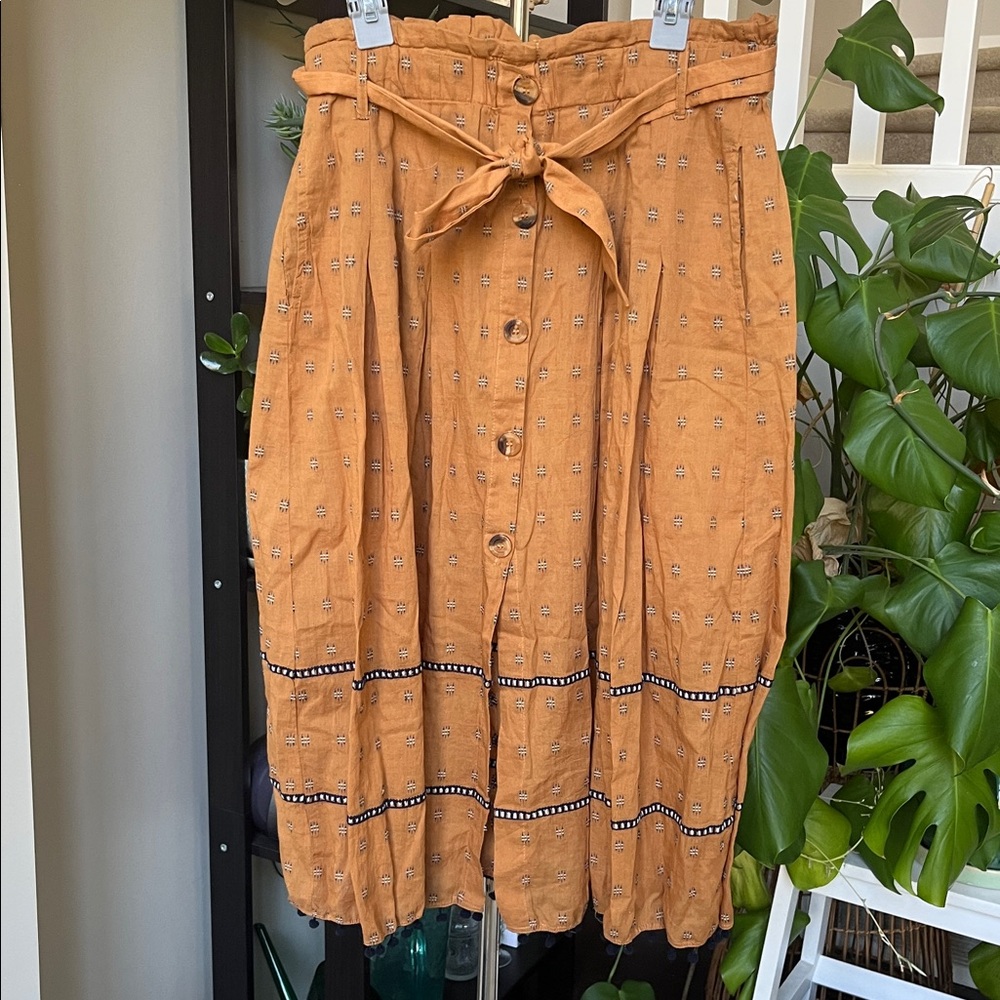 Zara 🌿 Terracotta Skirt with Blue Accents